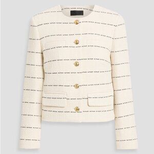 Nili Lotan Paige Cream and Black Striped Blazer with Gold Buttons NWT